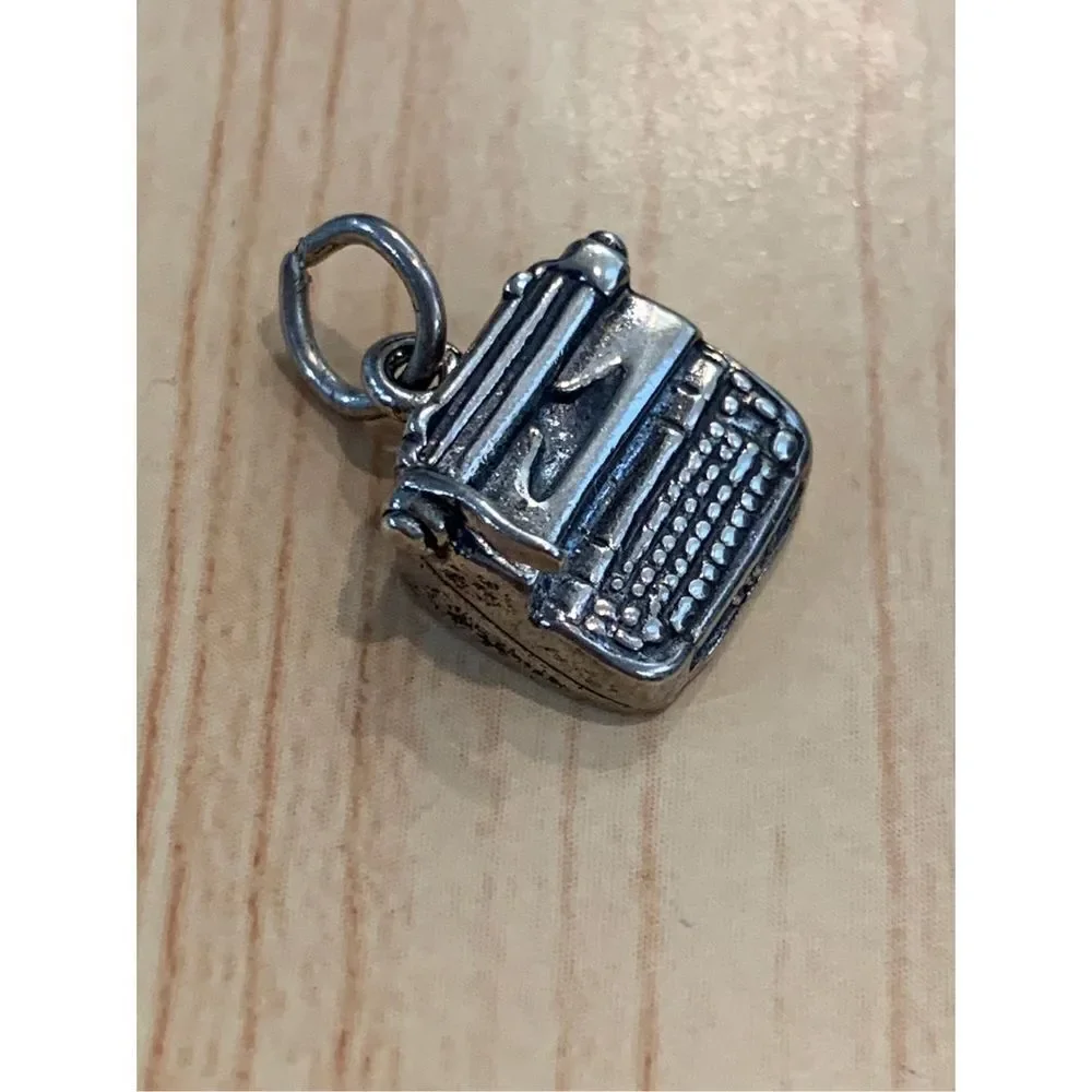 Vintage Typewriter Sterling Silver Jewelry Charm